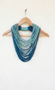 Shades of Teal Textille Scarf Necklace Fiber Necklace Tribal Festival Costume Jewellery Infinity Scarves Infinity Cowl Extraordinary scarf