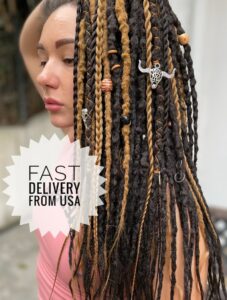 Ready to ship! Tribal situation, Synthetic Dreads,  pure dim and mustard colour dreadlocks with accessories, brilliant dreads, boho coiffure