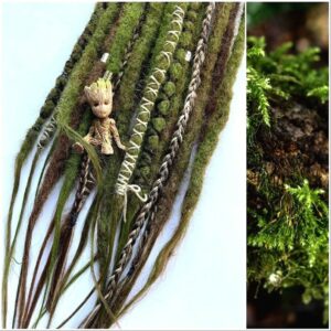 Dreads Mavka Situation Rusalka Fairy| Crochet Dreadlocks | Sythetic living | Forest Witchy Inexperienced Brown Single Ended Double Ended Hair extension