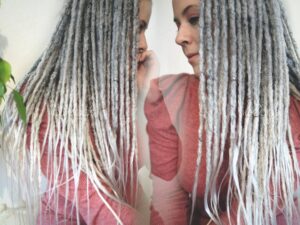 synthetic dreads grey silver white ombre – real looking & soft
