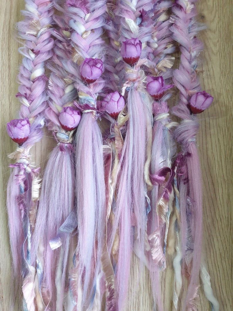 Fishtail Braid Extension | Bohemian | Messy Fiber | Artificial Hair | Festival Rave Hair | Braid In | Removable | CANDY FLOWERS