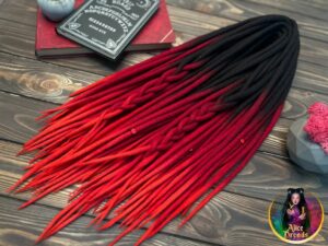 Ombre gloomy to darkish red to radiant red WOOL dreads double or single ended felt dreadlocks