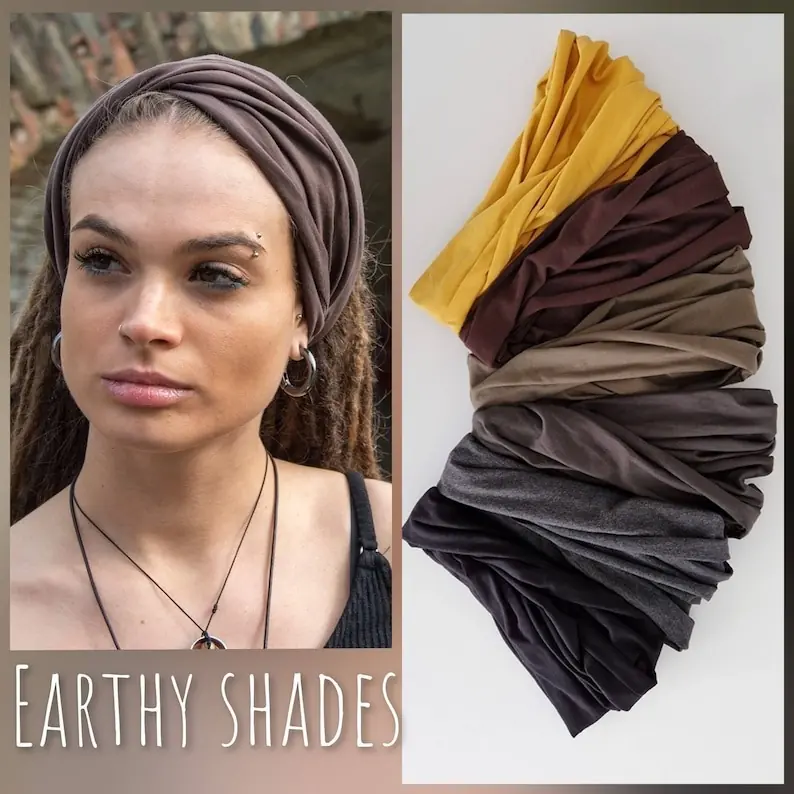 WIDE Cotton Scarf Scrunch Scarf Further Wide Scarf Dreadband Turban Boho Head Wrap Dreadlock gear Unikatina NEW arrivals