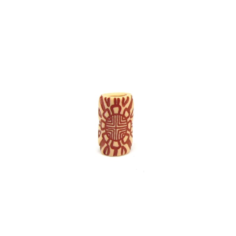 6mm Puny Natural Brown Tribal Flower Fear Bead, Beige, Fimo Polymer Clay, The Fear Bead Store