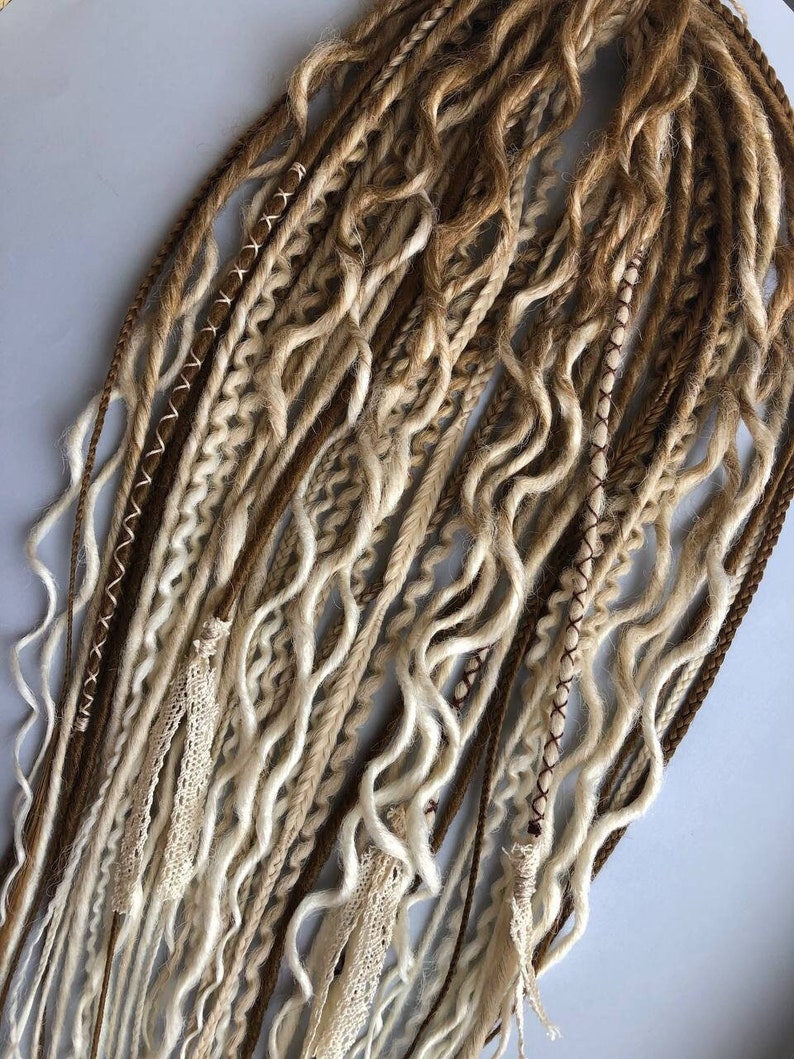 Synthetic ombre dreadlocks | Beige dreads | Double and Single ended | DE and SE Handmade dreads | Dreadlocks extensions | Pure peek locs