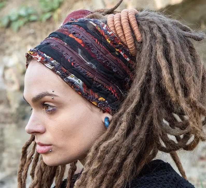 Huge Headband Peculiar Head Scarf Head wrap Bohemian Hippie Headband Dreadlock accessories Dreadlock Headwear Gypsy Headpiece