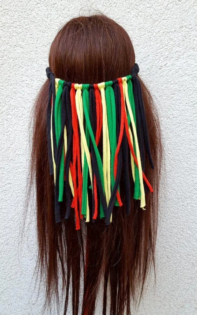 Rasta Headscarf Dreadband Rasta Dreadlocks Mens Woman Rasta Instruments Headwear Jamaican Reggae Accent Rasta Necklace Festival Headscarf