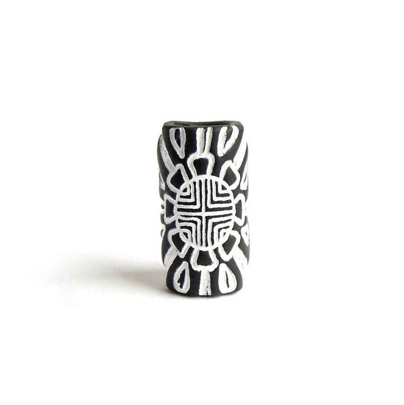 6mm Shaded and White Apprehension Bead, Tribal Flower Originate, Fimo Clay Handmade by The Apprehension Bead Shop