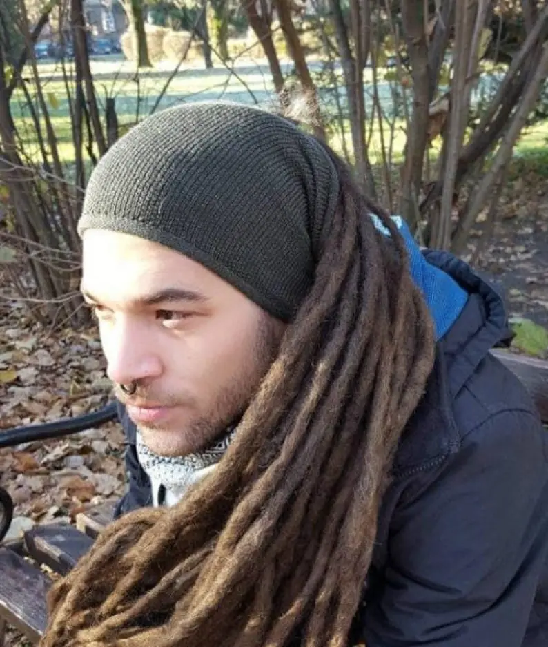 Knit scarf Mens headwrap Olive Green Military Green Dreadlock Tube Mens distress band Alarm Wrap Reward For Him Dreadlock Tools for Men