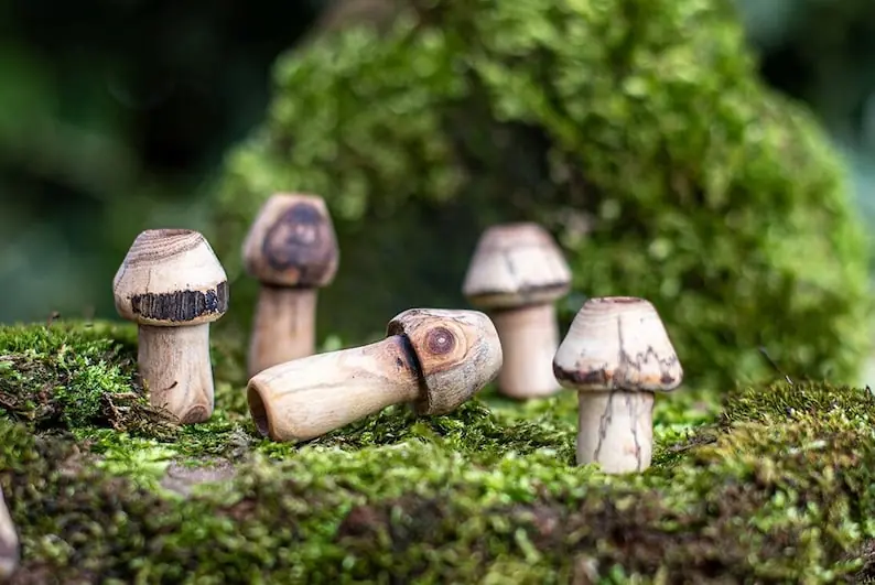 Mushroom Dreadlock Bead, Dreadlock accessories, Pure wood beads Woodland Beads, Mushroom, Boho Apprehension Beads, Woodland Fairy Hair Accessories