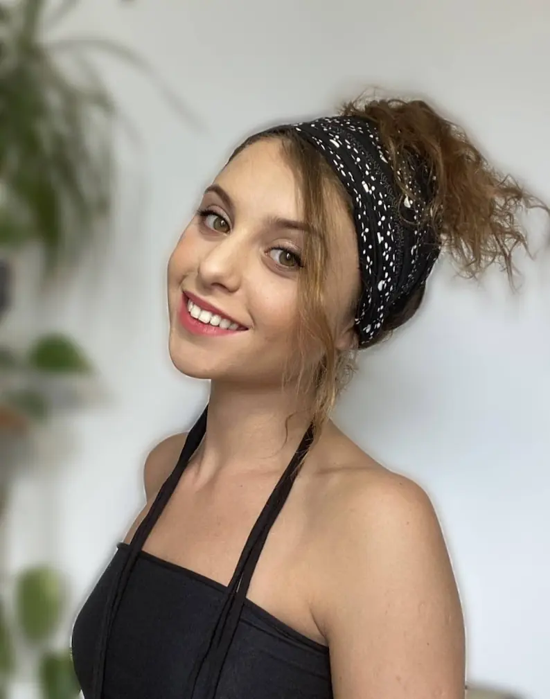 Dim&White Headband Loc Headband Dreadlock Accessories Dots sample Broad scarf for thick hair