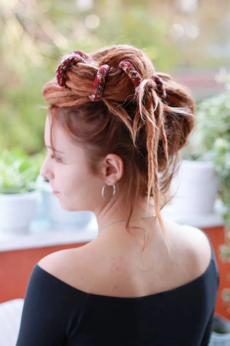 Dreadlock Accessories Dread Tie Burgundy Paisley Spiralock Dread Tie Spiral Dreads Hair Tie Dread Wrap Bendable Ties Wired Dread Ties Updo