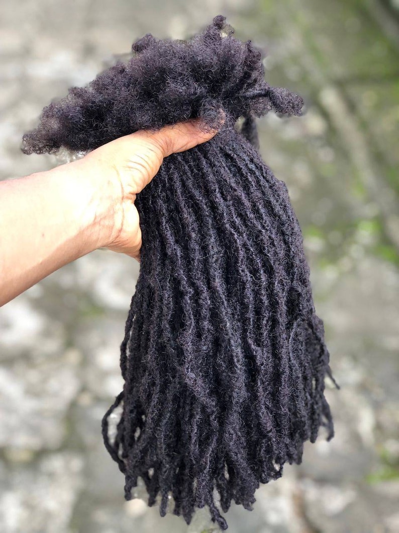 Anwi Textured interlocd Human hair Dreadlock extensions 65LOC bundle in sizes 0.4cm-0.5cm