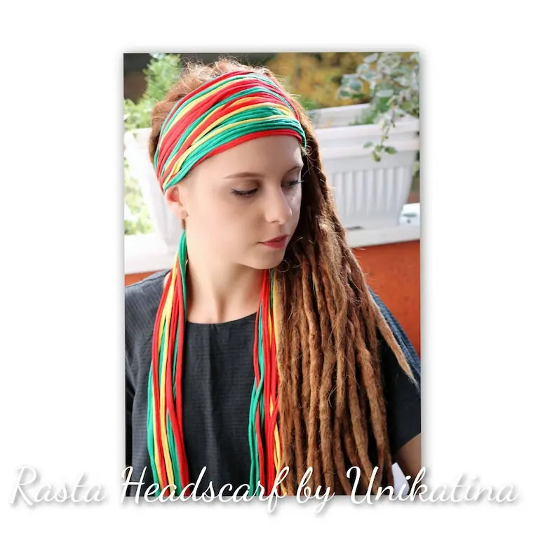 Rasta Scarf Reggae Headband Hippie Headband Rasta Headwear Rastafarian Fright Instruments Jamaica Hairband Burning man Competition Headwear