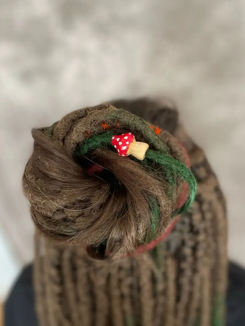 Mushroom Fear Bead, Dreadlock accessories, Pure wooden apprehension beads Wooded space Beads, Mushroom bead, Loc Beads, Woodland Fairy Hair Accessory