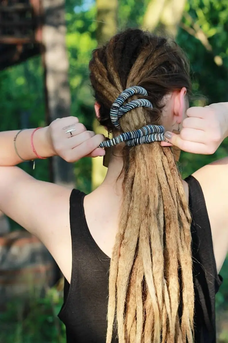 Bendable Alarm Tie Dreadlock Equipment Blue Gray Khaki Bendable Hair Tie Bun Wrap Ponytail Wrap Tie Long Hair Wrap Tie Up Dreads Updos