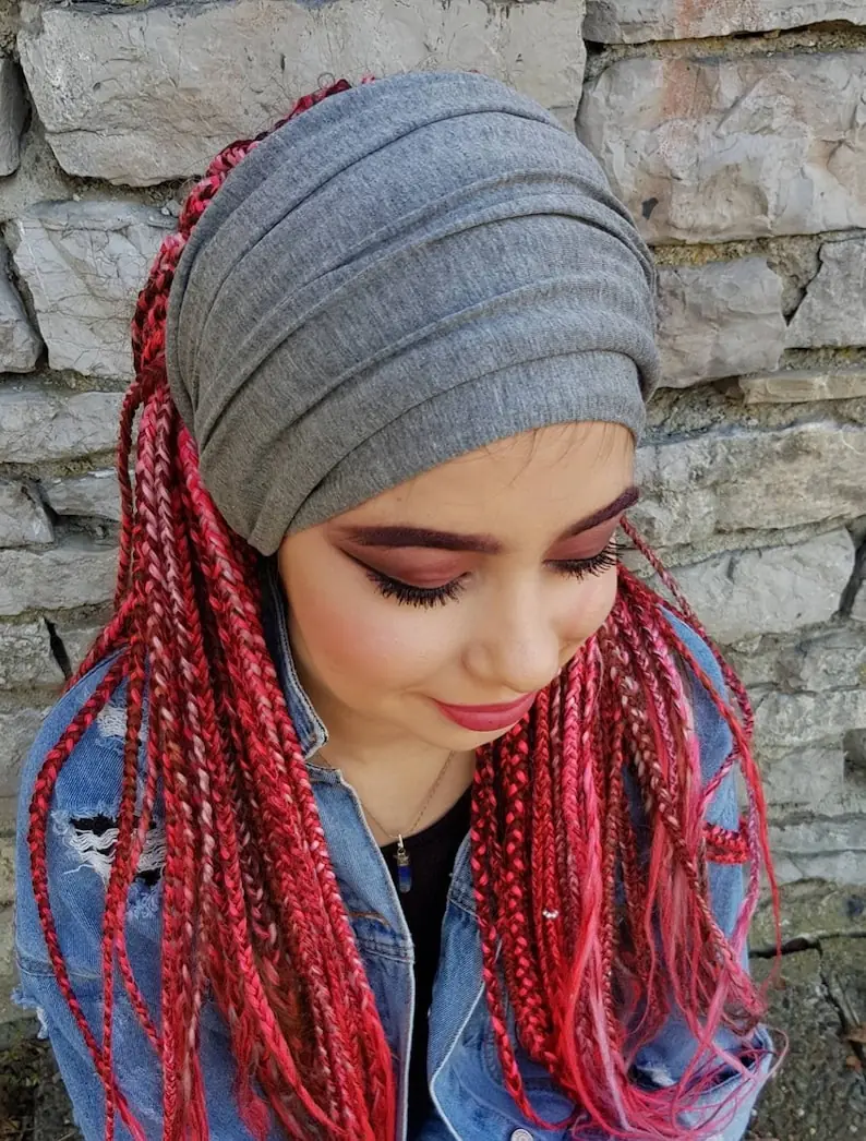 Heather Gray Head Scarf, Scrunch Headscarf, Turban Headscarf, Yoga Head Scarf, Head Wraps Mend Girls, Wide Headscarf, Dreadlock Instruments Ne